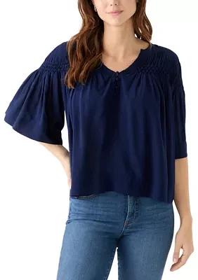 Women's 3/4 Sleeve Pintuck Top