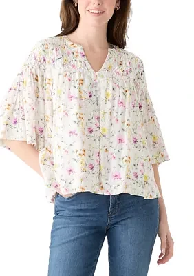 Women's 3/4 Sleeve Pintuck Top