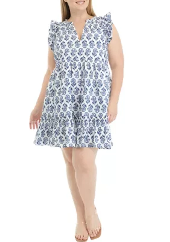 Plus Flutter Sleeve Dress