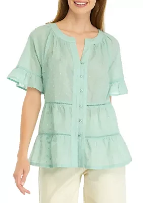 Petite Bell Sleeve Clip Dot Top