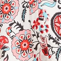 Petite V-Neck Printed Button Down Dress
