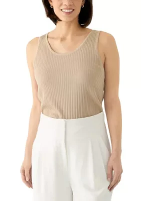 Petite Scoop Neck Tank Top Flat Back Rib