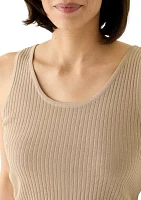Petite Scoop Neck Tank Top Flat Back Rib