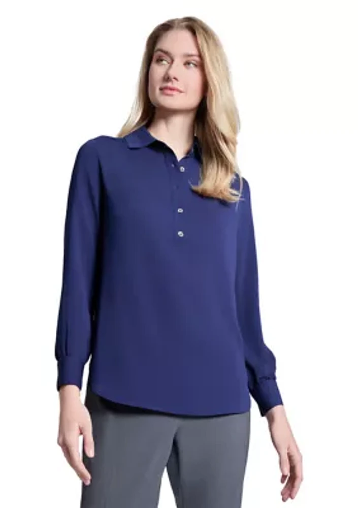 Women's Long Sleeve Side Button Popover Top