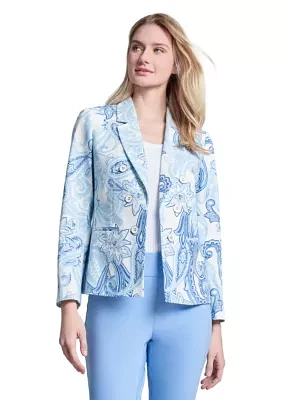 Women's Printed Woven Faux Double Breasted Jacket