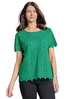 Petite Short Sleeve Lace T-Shirt
