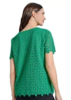 Petite Short Sleeve Lace T-Shirt