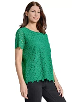 Petite Short Sleeve Lace T-Shirt
