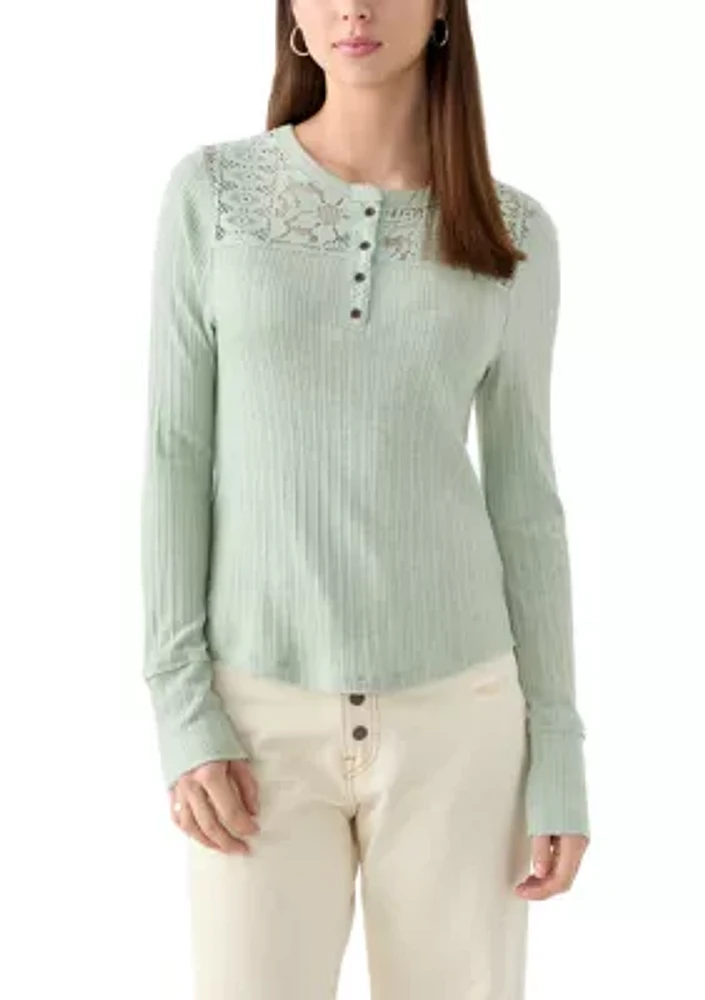Women's Cloud Lace Mix Henley Shirt