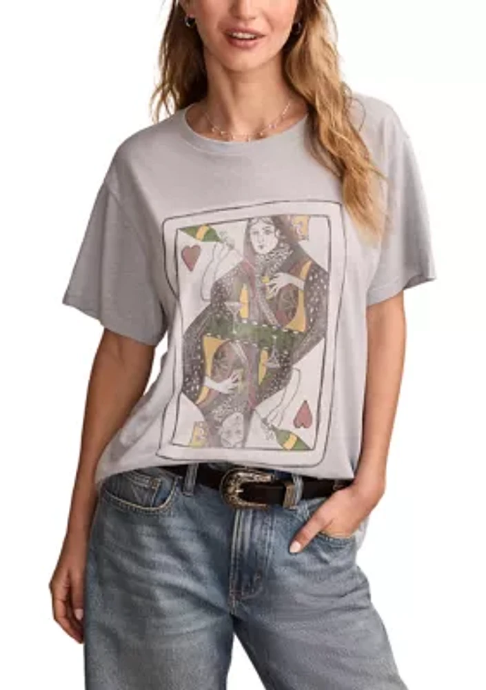 Women's Drinking Queen Graphic Boyfriend T-Shirt