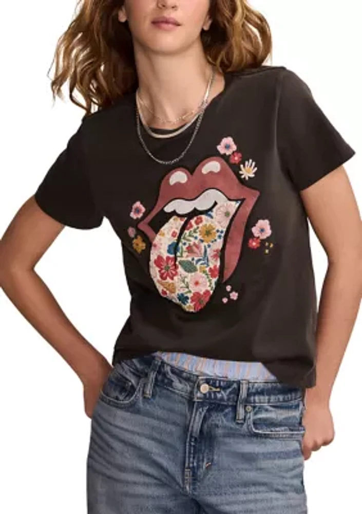Women's Rolling Stones Floral Tongue Graphic T-Shirt