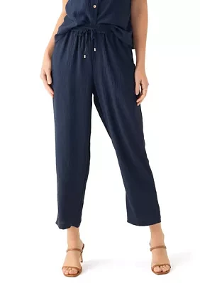 Women's High Rise Tie Waist Ankle Pants