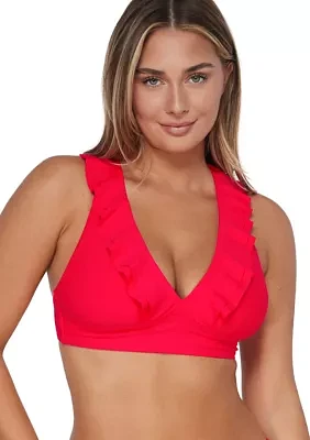 Willa Solid Wireless Ruffle Bra Swim Top