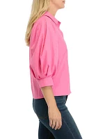 Petite Balloon Sleeve Woven Blouse