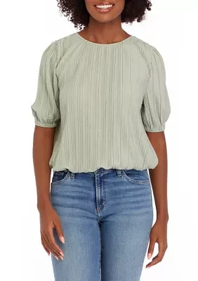 Women's Puff Sleeve Bubble Hem Top