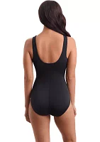 Tribal Stripe Binded High Neck Tank One Piece Swimsuit