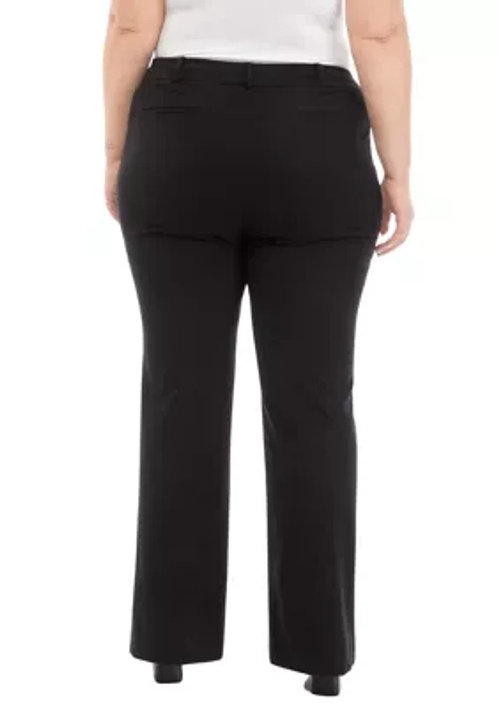 Plus Fly Front Seam Pants with Slit