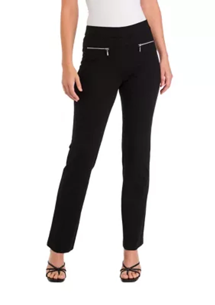 Women's Pull On Baby Bootcut Pants with Zip Pockets