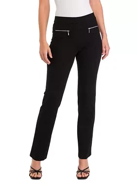 Women's Pull On Baby Bootcut Pants with Zip Pockets