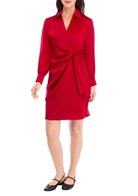 Petite Faux Wrap Shirtdress