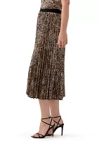 Petite Printed Pull On Pleated Skirt