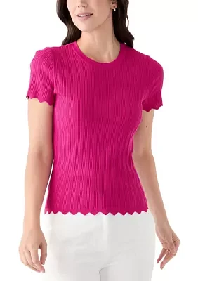 Women's Variegated Ribbed Short Sleeve Top