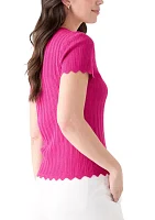 Women's Variegated Ribbed Short Sleeve Top