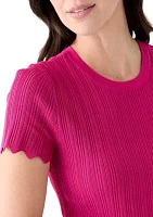 Women's Variegated Ribbed Short Sleeve Top