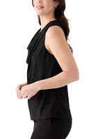 Women's Sleeveless High Neck Cowl Blouse