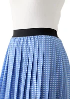 Women's Dot Print Pull On Pleated Skirt