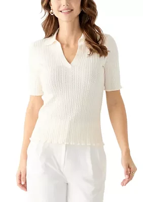 Short Sleeve Collared Sweater