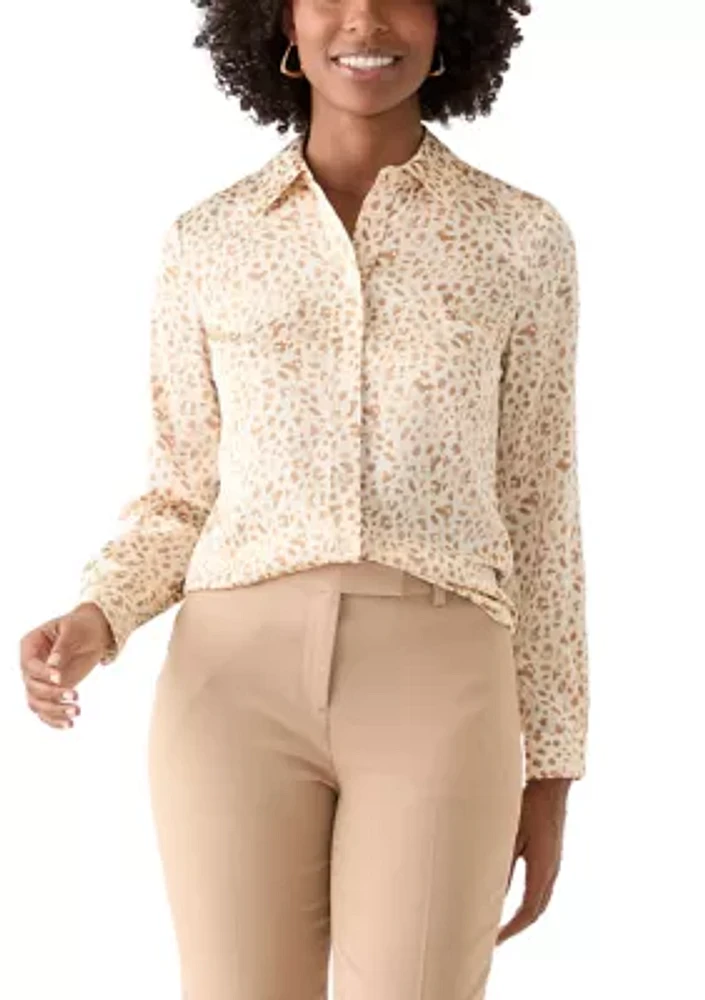 Women's Animal Print Button Front Blouse