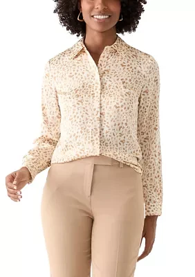 Women's Animal Print Button Front Blouse