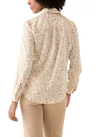 Women's Animal Print Button Front Blouse