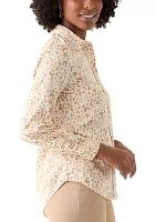 Women's Animal Print Button Front Blouse