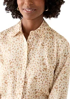 Women's Animal Print Button Front Blouse