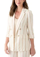Women's Striped Faux Double Breasted Jacket