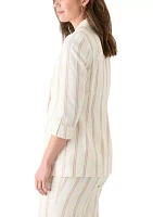 Women's Striped Faux Double Breasted Jacket