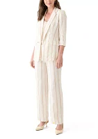 Women's Striped Faux Double Breasted Jacket
