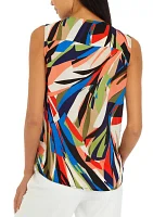 Petite Sleeveless V-Neck Half Zip Blouse
