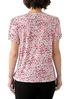 Petite Tulip Sleeve Floral Top