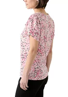 Petite Tulip Sleeve Floral Top