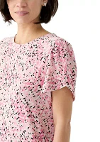 Petite Tulip Sleeve Floral Top