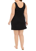 Plus Sleeveless Solid Pocket Dress Swim Cover Up