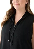 Plus Sleeveless Full Zip Hoodie