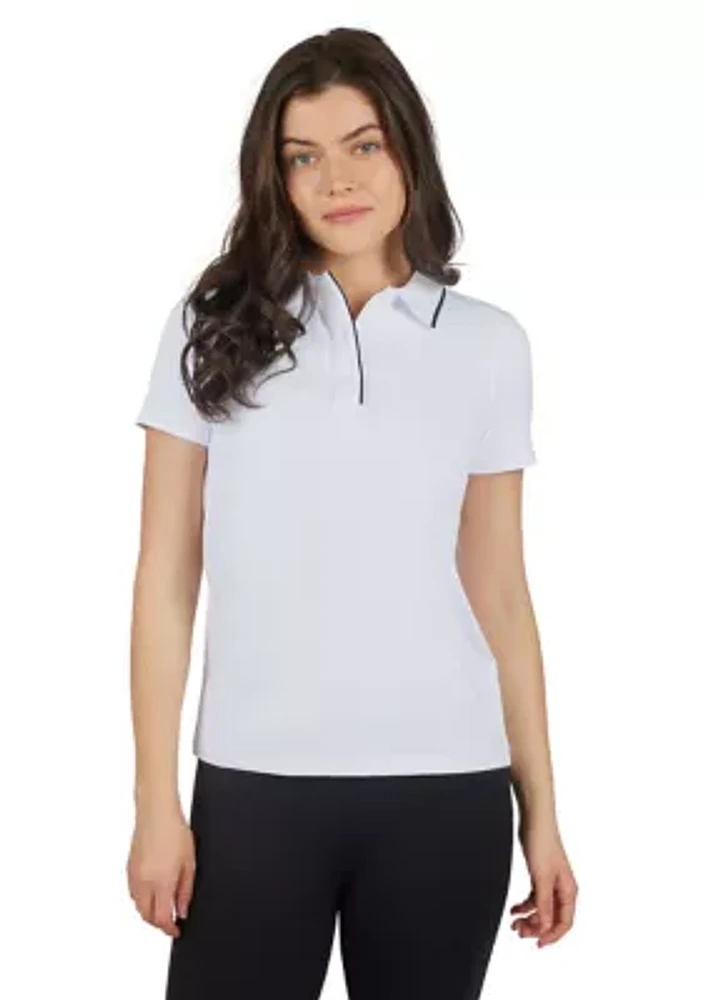 Women's Short Sleeve Polo T-Shirt with Buttons