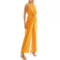 Sleeveless Solid Jumpsuit with Front Knot