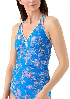 Shell Stitch Paisley Print Tankini Top