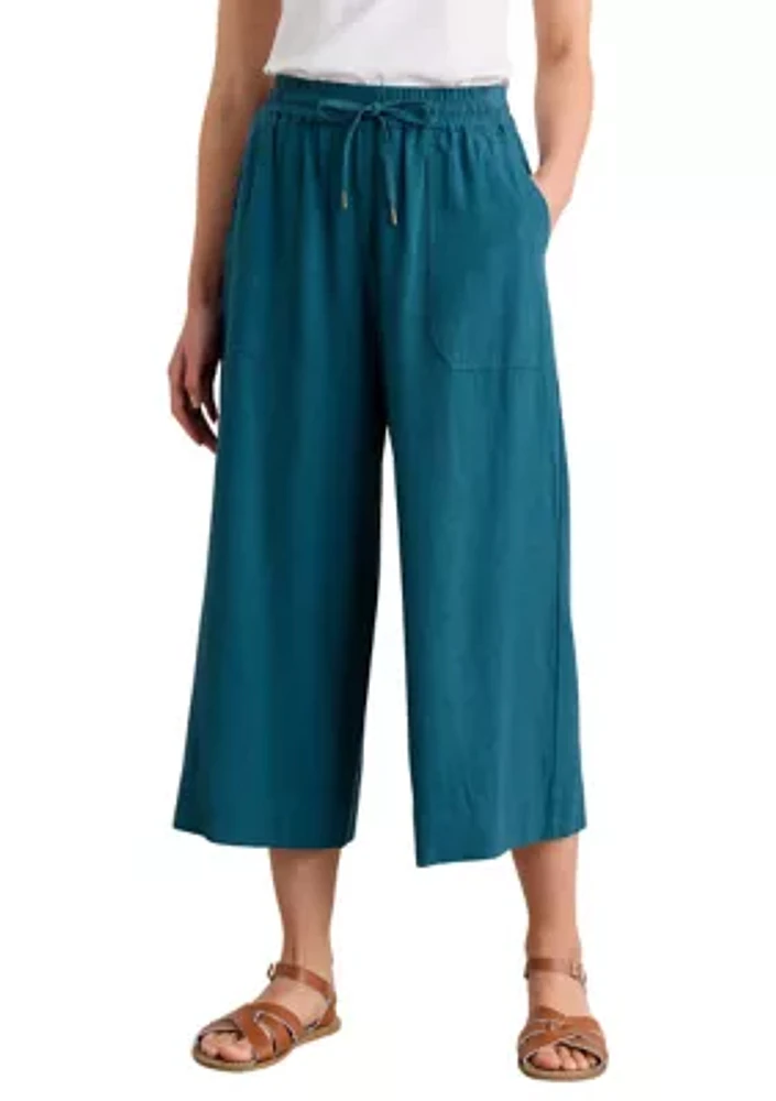 Sea Heart Linen Blend Culotte Pants