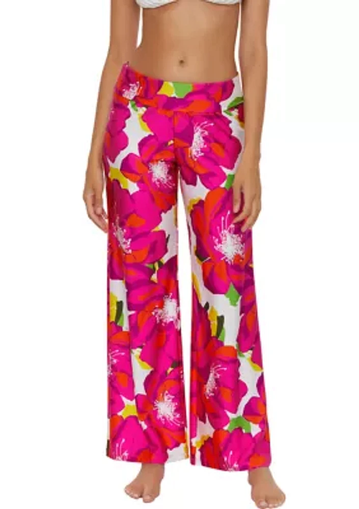 Bloom Print Swim Cover Up Pants
